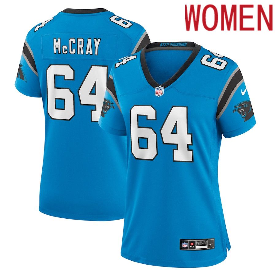 Women Carolina Panthers #64 Justin McCray Nike Blue Alternate Game NFL Jersey->customized nfl jersey->Custom Jersey
